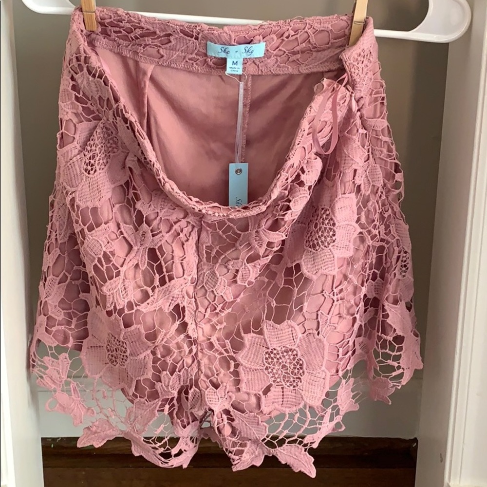 High waisted lace shorts
